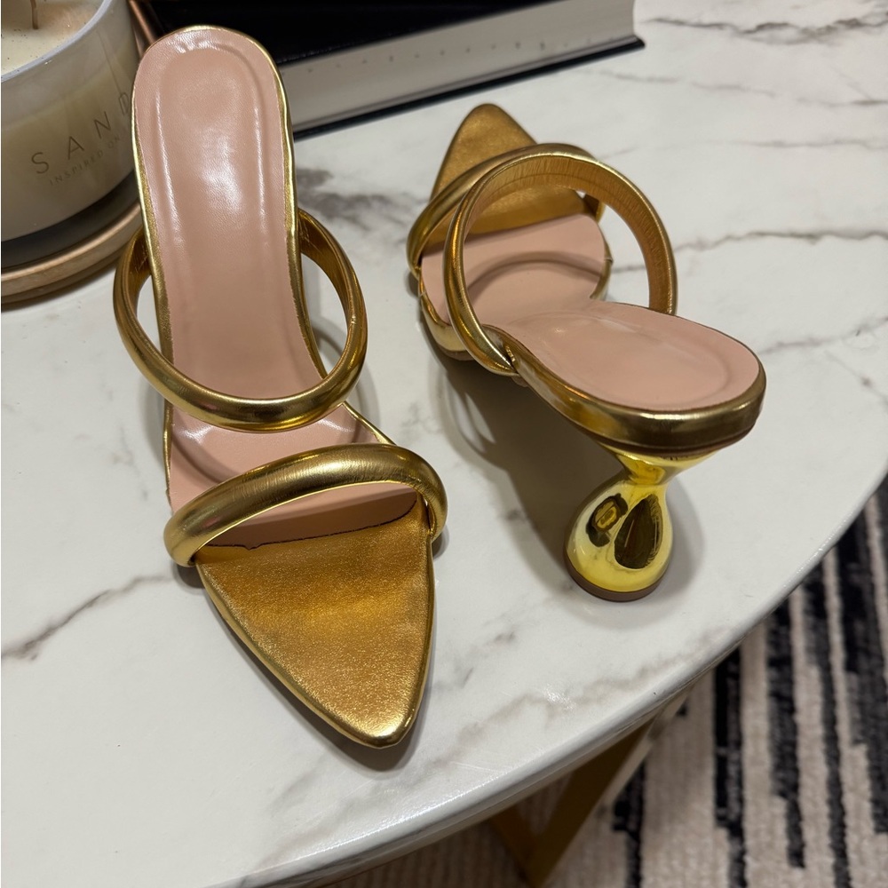 Gold Strappy Heeled Sandals